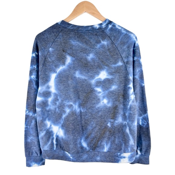 Rae Dunn Womens Miss Independent Crewneck Sweatshirt Medium Navy White Tie Dye - Picture 2 of 13